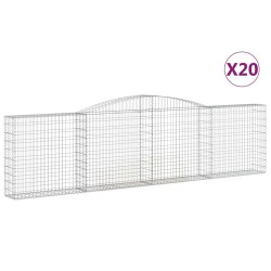 vidaXL Cestas de gaviones 20 uds forma de arco hierro 400x30x100/120cm