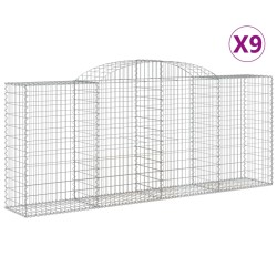 vidaXL Cestas de gaviones 9 uds forma de arco hierro 300x50x120/140 cm