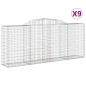 vidaXL Cestas de gaviones 9 uds forma de arco hierro 300x50x120/140 cm