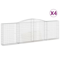 vidaXL Cestas de gaviones 4 uds forma de arco hierro 400x30x120/140 cm