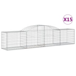 vidaXL Cestas de gaviones 12 uds forma de arco hierro 300x50x60/80 cm