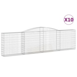 vidaXL Cestas de gaviones 10 uds forma de arco hierro 400x30x100/120cm