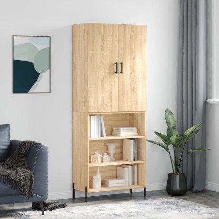 vidaXL Aparador alto madera contrachapada color roble 69,5x34x180 cm