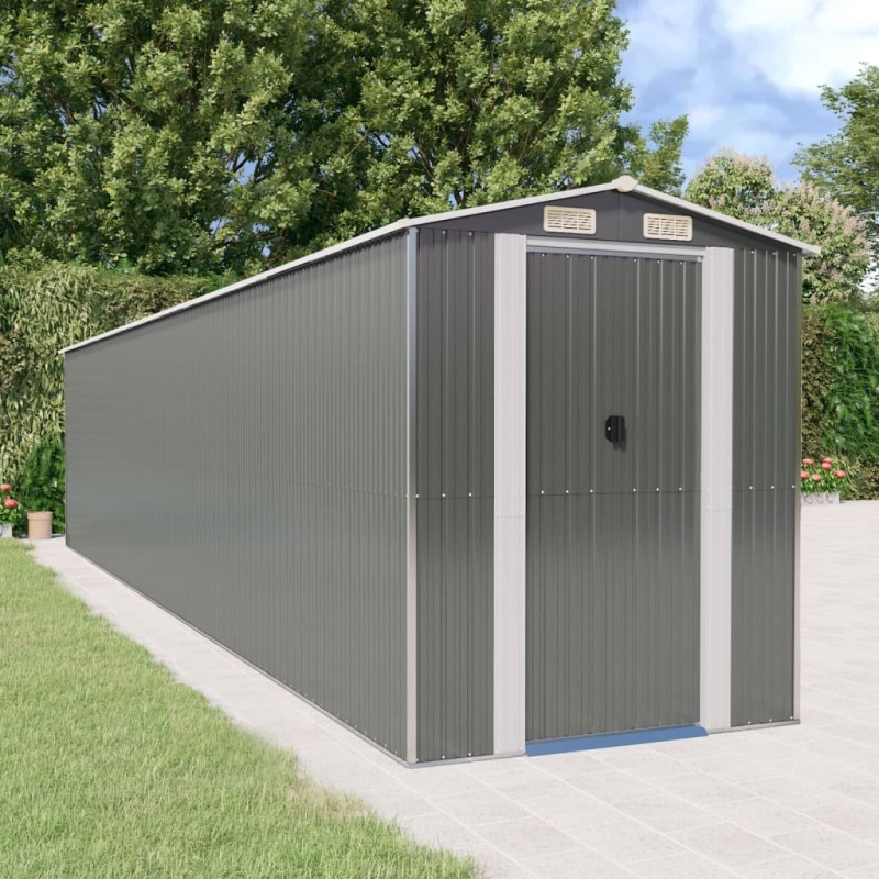 vidaXL Cobertizo de jardín acero galvanizado gris claro 192x938x223 cm vidaXL Cobertizo de jardín acero galvanizado gris claro 192x938x223 cm