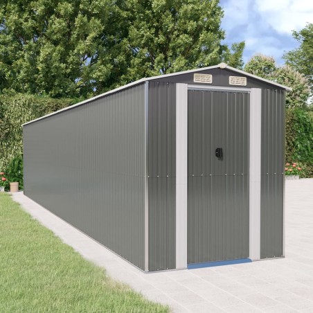 vidaXL Cobertizo de jardín acero galvanizado gris claro 192x938x223 cm