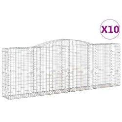 vidaXL Cestas gaviones 10 uds forma de arco hierro 400x50x140/160 cm
