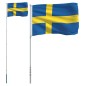 vidaXL Mástil y bandera de Suecia aluminio 5,55 m vidaXL Mástil y bandera de Suecia aluminio 5,55 m
