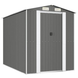 vidaXL Cobertizo de jardín acero galvanizado gris claro 192x274x223 cm