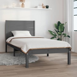 vidaXL Estructura de cama madera maciza de pino gris 90x200 cm