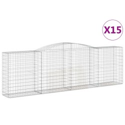 vidaXL Cestas de gaviones 15 uds forma de arco hierro 400x50x120/140cm