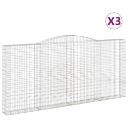 vidaXL Cestas de gaviones 3 uds forma de arco hierro 400x30x180/200 cm