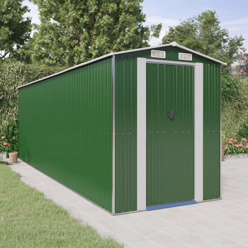 vidaXL Cobertizo de jardín acero galvanizado verde 192x606x223 cm vidaXL Cobertizo de jardín acero galvanizado verde 192x606x223 cm