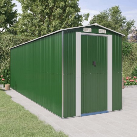 vidaXL Cobertizo de jardín acero galvanizado verde 192x606x223 cm