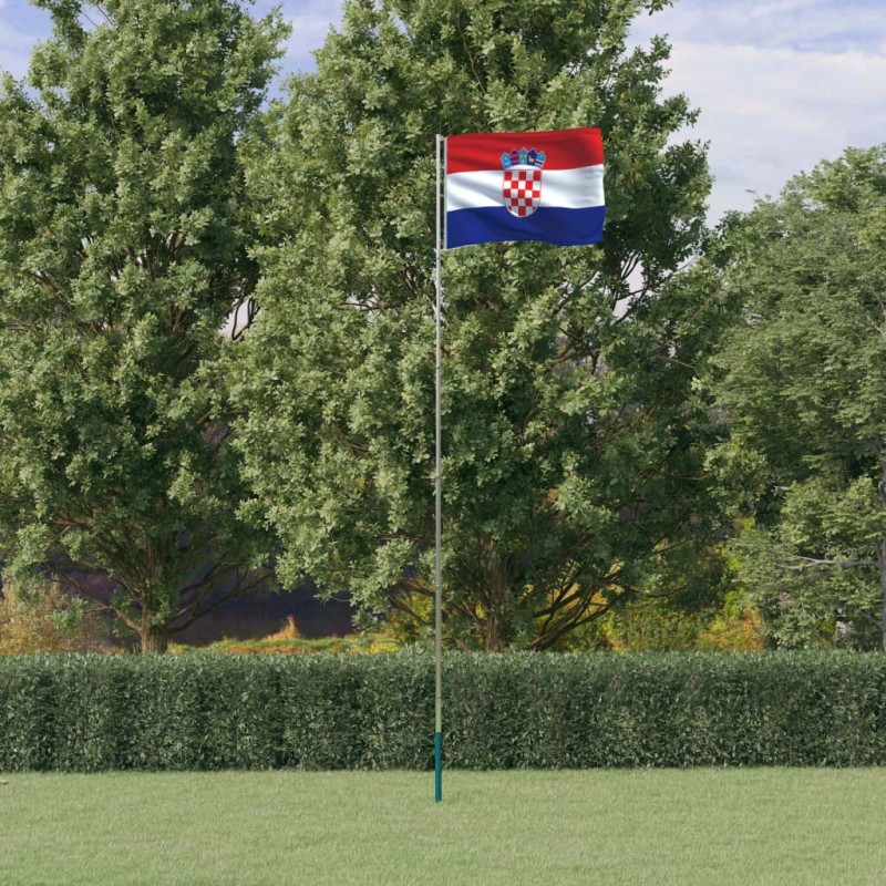 vidaXL Mástil y bandera de Croacia aluminio 5,55 m vidaXL Mástil y bandera de Croacia aluminio 5,55 m