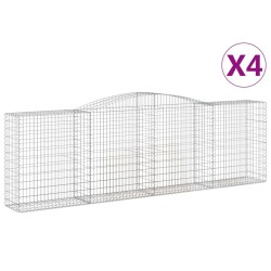 vidaXL Cestas de gaviones 4 uds forma de arco hierro 400x50x120/140 cm