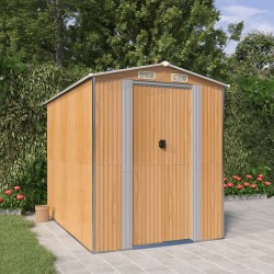 vidaXL Cobertizo jardín acero galvanizado marrón claro 192x274x223 cm
