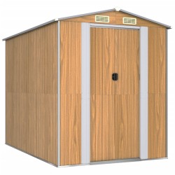 vidaXL Cobertizo jardín acero galvanizado marrón claro 192x274x223 cm