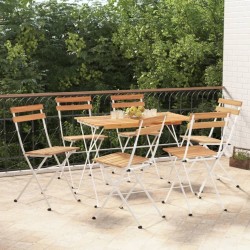 vidaXL Muebles cafetería plegables 7 pzas madera maciza acacia y acero