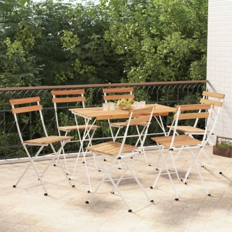 vidaXL Muebles cafetería plegables 7 pzas madera maciza acacia y acero