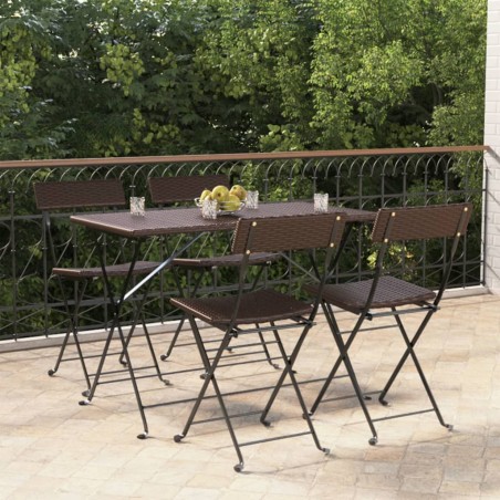 vidaXL Sillas cafetería plegables 4 uds acero y ratán sintético marrón