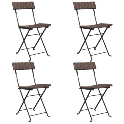 vidaXL Sillas cafetería plegables 4 uds acero y ratán sintético marrón