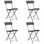 vidaXL Sillas cafetería plegables 4 uds acero y ratán sintético marrón vidaXL Sillas cafetería plegables 4 uds acero y ratán sintético marrón
