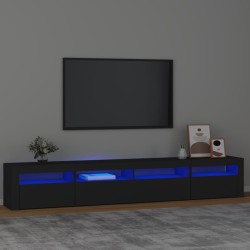 vidaXL Mueble de TV con luces LED Negro 240x35x40 cm