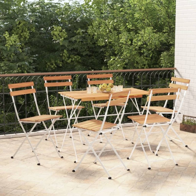 vidaXL Sillas cafetería plegables 6 uds acero y madera maciza acacia vidaXL Sillas cafetería plegables 6 uds acero y madera maciza acacia