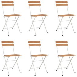vidaXL Sillas cafetería plegables 6 uds acero y madera maciza acacia