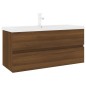 vidaXL Mueble de baño con lavabo madera contrachapada marrón roble vidaXL Mueble de baño con lavabo madera contrachapada marrón roble