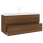 vidaXL Mueble de baño con lavabo madera contrachapada marrón roble vidaXL Mueble de baño con lavabo madera contrachapada marrón roble
