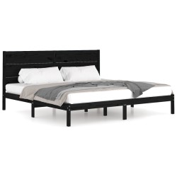 vidaXL Estructura de cama de madera maciza de pino negra 200x200 cm
