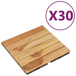 vidaXL Baldosas de terraza 30 uds madera teca patrón vertical 30x30 cm