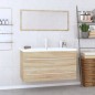 vidaXL Conjunto de muebles de baño 3 piezas color roble Sonoma vidaXL Conjunto de muebles de baño 3 piezas color roble Sonoma