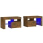 vidaXL Mesitas de noche con LED 2 uds roble ahumado 70x36,5x40cm vidaXL Mesitas de noche con LED 2 uds roble ahumado 70x36,5x40cm