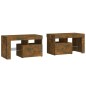 vidaXL Mesitas de noche con LED 2 uds roble ahumado 70x36,5x40cm vidaXL Mesitas de noche con LED 2 uds roble ahumado 70x36,5x40cm