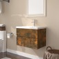 vidaXL Mueble de baño con lavabo madera contrachapada roble ahumado vidaXL Mueble de baño con lavabo madera contrachapada roble ahumado