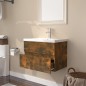 vidaXL Mueble de baño con lavabo madera contrachapada roble ahumado vidaXL Mueble de baño con lavabo madera contrachapada roble ahumado