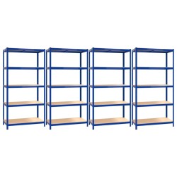 vidaXL Estantería 5 niveles 4 uds acero y madera contrachapada azul