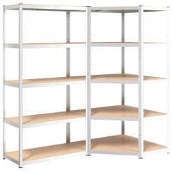 vidaXL Estantería 5 niveles 2 uds acero madera contrachapada plateado