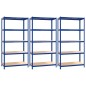 vidaXL Estantería 5 niveles 3 uds acero y madera contrachapada azul vidaXL Estantería 5 niveles 3 uds acero y madera contrachapada azul