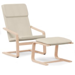 vidaXL Sillón de relax con taburete tela color crema