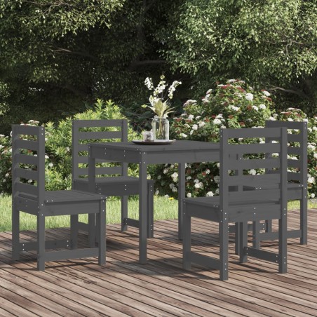vidaXL Juego de comedor de jardín 5 piezas madera maciza pino gris
