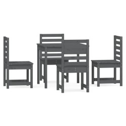 vidaXL Juego de comedor de jardín 5 piezas madera maciza pino gris