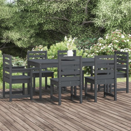 vidaXL Juego de comedor de jardín 7 piezas madera maciza pino gris