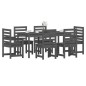 vidaXL Juego de comedor de jardín 7 piezas madera maciza pino gris vidaXL Juego de comedor de jardín 7 piezas madera maciza pino gris