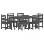 vidaXL Juego de comedor de jardín 7 piezas madera maciza pino gris vidaXL Juego de comedor de jardín 7 piezas madera maciza pino gris