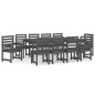 vidaXL Juego de comedor de jardín 11 piezas madera maciza pino gris vidaXL Juego de comedor de jardín 11 piezas madera maciza pino gris