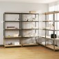 vidaXL Estantería 5 niveles 4 uds acero madera contrachapada plateado vidaXL Estantería 5 niveles 4 uds acero madera contrachapada plateado