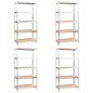 vidaXL Estantería 5 niveles 4 uds acero madera contrachapada plateado vidaXL Estantería 5 niveles 4 uds acero madera contrachapada plateado